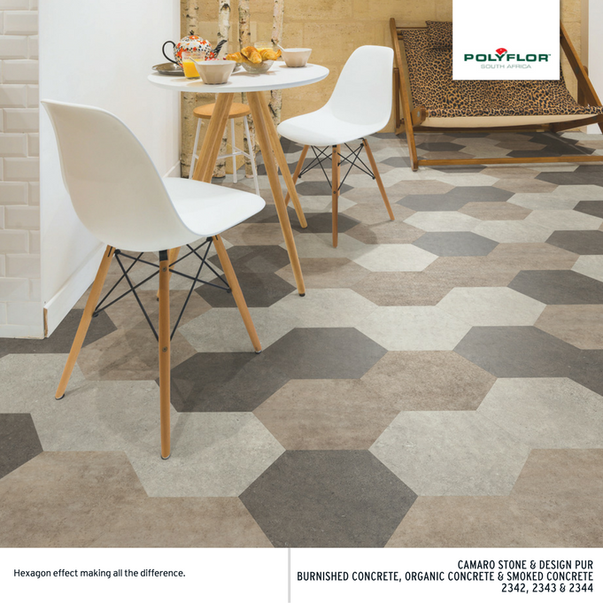 hexagon effect vinyl flooring design